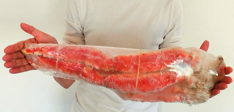 北海道の通販サイトで購入したタラバガニの足の大きさはこんなかんじ